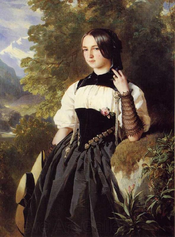 Franz Xaver Winterhalter A Swiss Girl from Interlaken Germany oil painting art